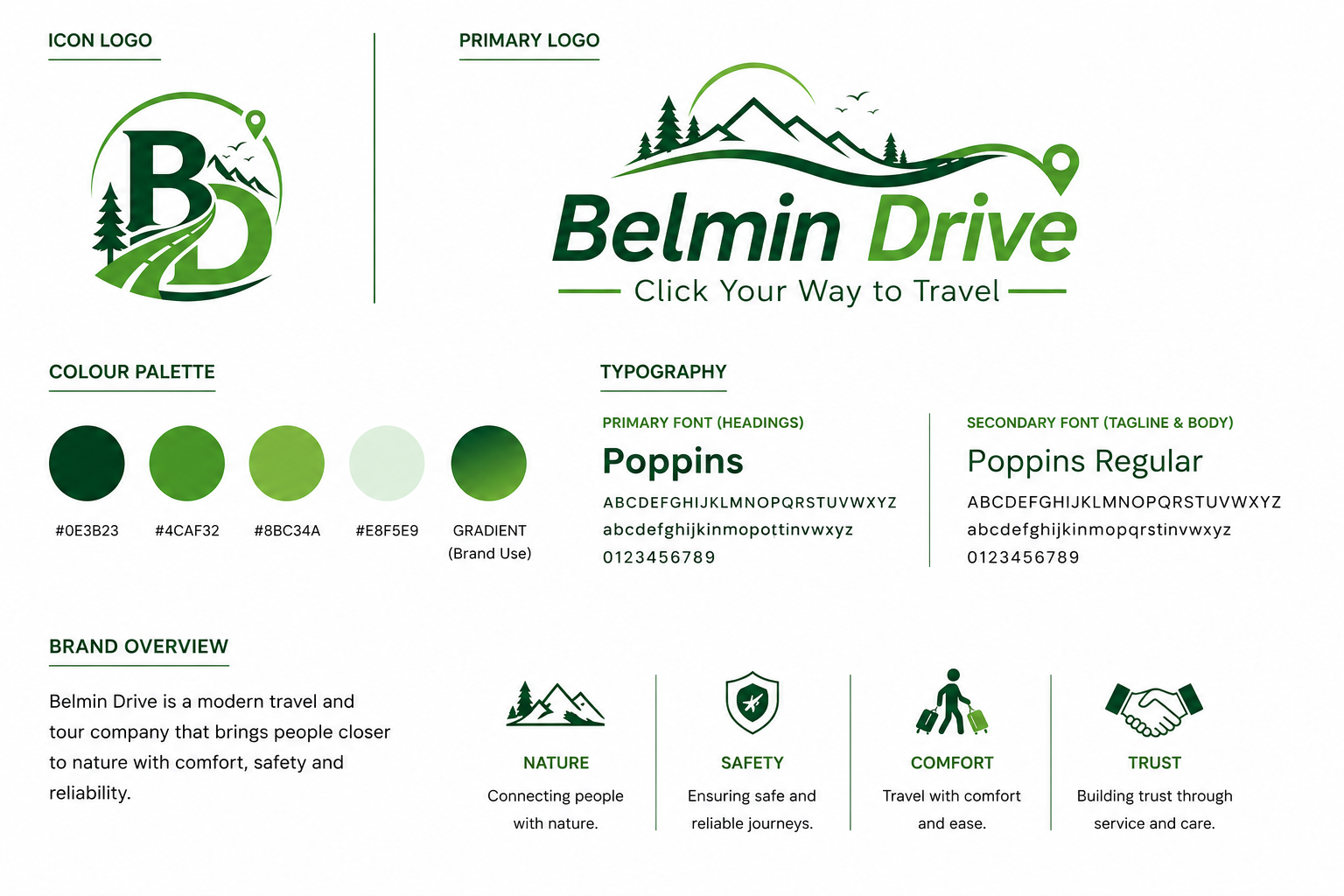 Belmin Drive typography and brand identity board by QUADMEDIA.TVM