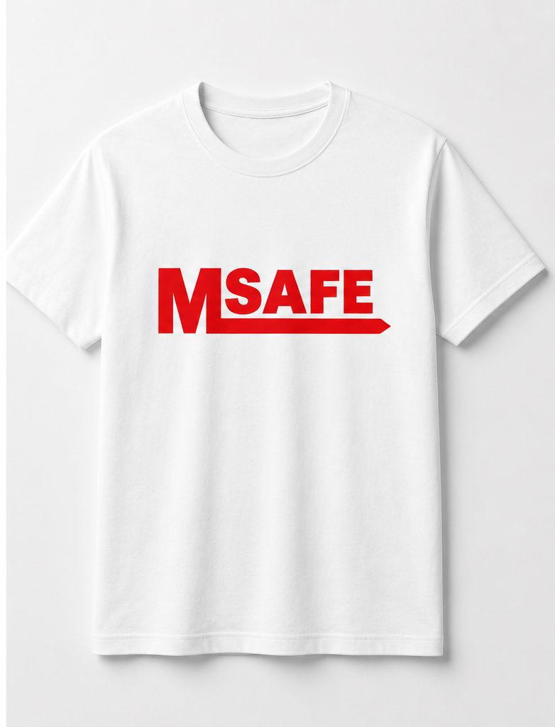 MSAFE promotional T-shirt branding design by QUADMEDIA.TVM